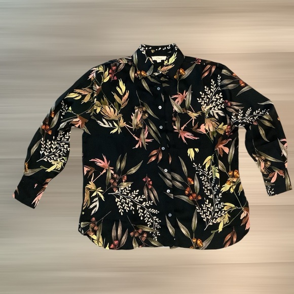 Elan Tropical-Print High-Low Shirt - Picture 1 of 7